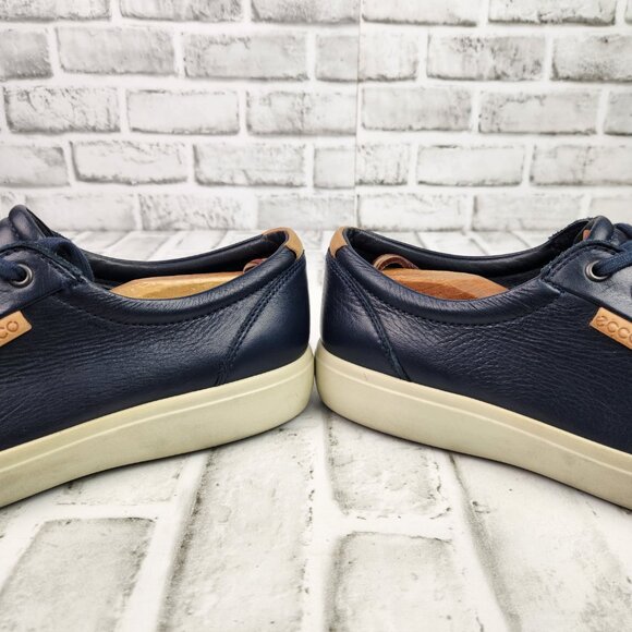 Ecco Soft 7 Men's Size 11 EU 45 Navy Blue Leather Fashion Casual Classic Shoe - Picture 4 of 10